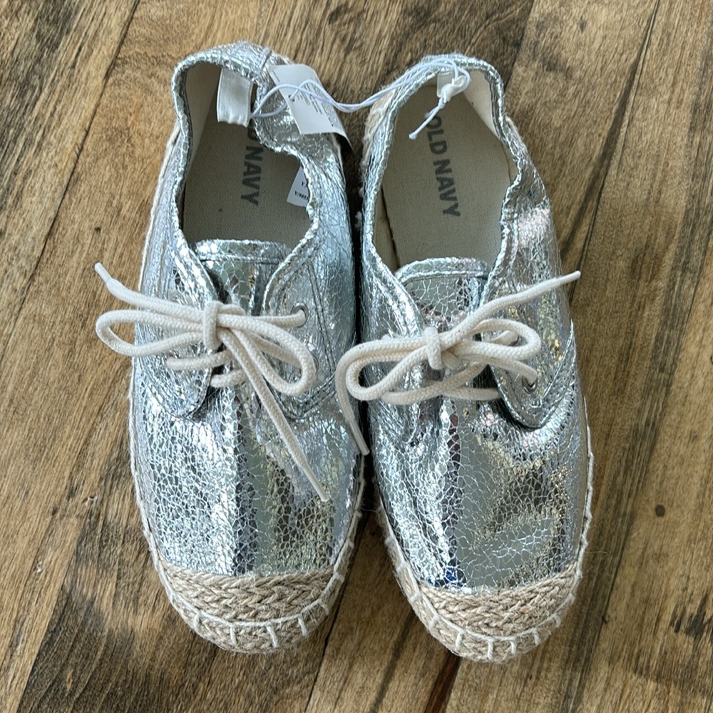 BOGO DEAL Girls Metallic Lace Up Espadrilles